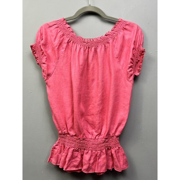 Nine West Dress Women’s Top Size Small Pink Smock Elastic Waist Pearl snap - Picture 2 of 8